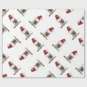 クリスマスのフレンチ・ブルドッグの白い包装紙 ラッピングペーパー (フラット)