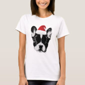クリスマスのフレンチ・ブルドッグサンタFrenchie Tシャツ (正面)