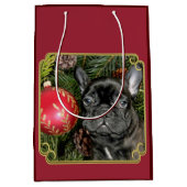 クリスマスのフレンチ・ブルドッグ媒体のギフトバッグ ミディアムペーパーバッグ (正面)