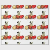 クリスマスのフレンチ・ブルドッグ犬の包装紙 ラッピングペーパー (フラット)