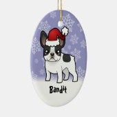 クリスマスのフレンチ・ブルドッグ(あなたのペットネームを加えて下さい) セラミックオーナメント (右)