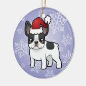 クリスマスのフレンチ・ブルドッグ セラミックオーナメント (左)