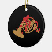 クリスマスのフレンチ・ホルン セラミックオーナメント (左)