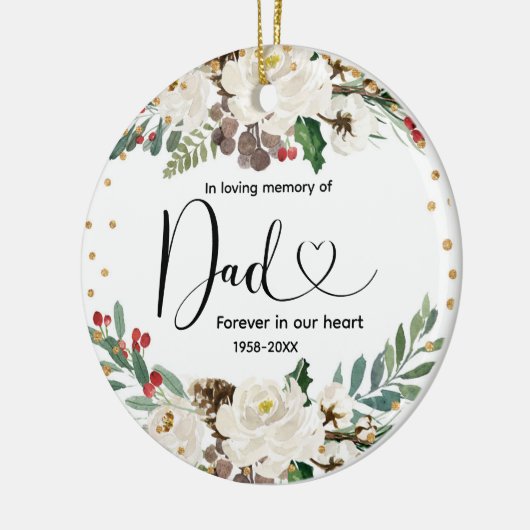 クリスマスのフローラがパパを愛する セラミックオーナメント (左)