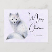 クリスマスのフローラマーク付きかわいい北欧キツネ シーズンポストカード (正面)