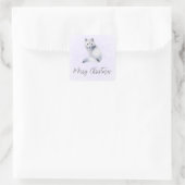 クリスマスのフローラマーク付きかわいい北欧キツネ スクエアシール (バッグ)