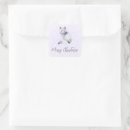 クリスマスのフローラマーク付きかわいい北欧キツネ スクエアシール (バッグ)