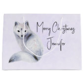 クリスマスのフローラマーク付きかわいい北欧キツネ ラージペーパーバッグ