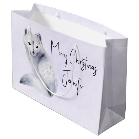 クリスマスのフローラマーク付きかわいい北欧キツネ ラージペーパーバッグ (裏面アングル)