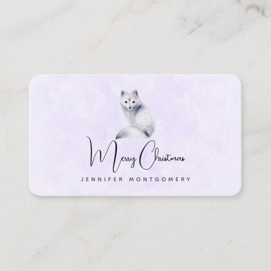 クリスマスのフローラマーク付きかわいい北欧キツネ 名刺 (正面)