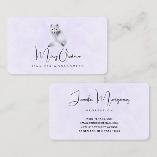 クリスマスのフローラマーク付きかわいい北欧キツネ 名刺 (正面/裏面)
