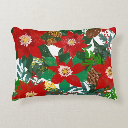 クリスマスのフローラモチーフ アクセントクッション (正面)