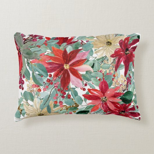 クリスマスのフローラモチーフ アクセントクッション (正面)