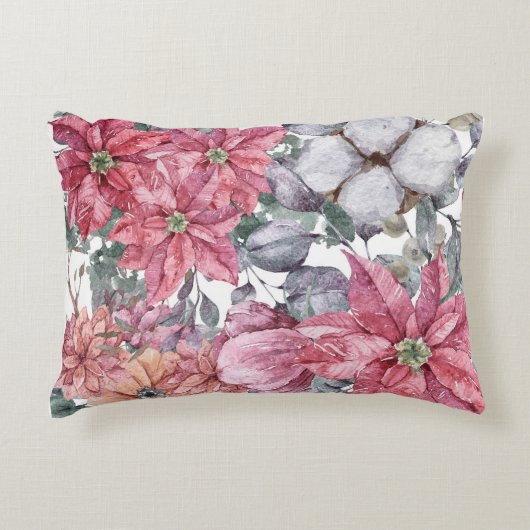 クリスマスのフローラモチーフ アクセントクッション (正面)