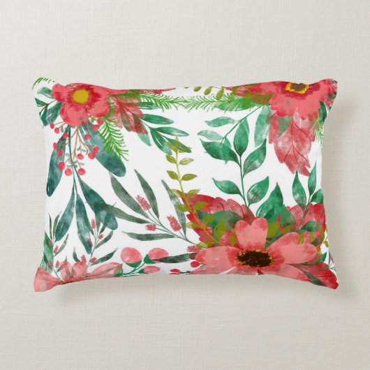 クリスマスのフローラモチーフ アクセントクッション (正面)