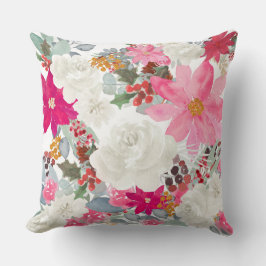 クリスマスのフローラモチーフ クッション