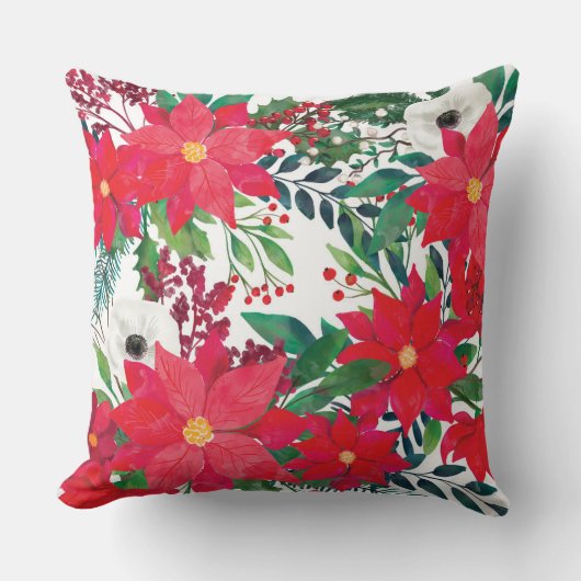 クリスマスのフローラモチーフ クッション (正面)