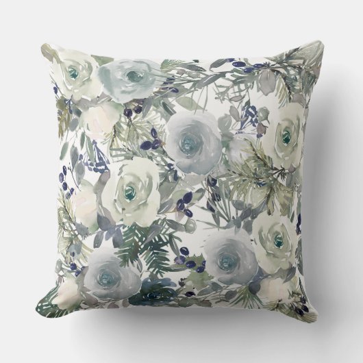 クリスマスのフローラモチーフ クッション (正面)