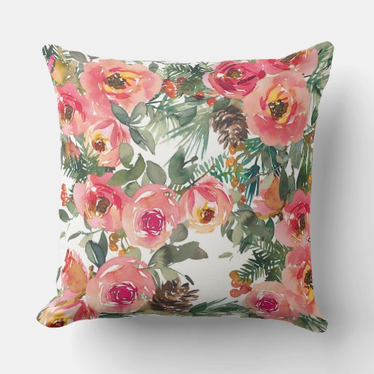 クリスマスのフローラモチーフ クッション (正面)