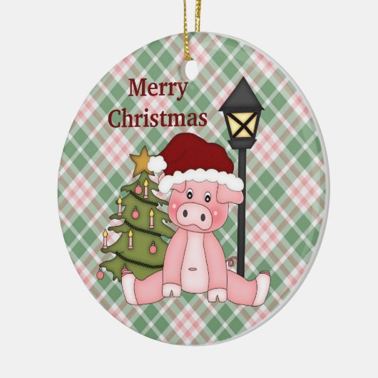 クリスマスのブタの休日のオーナメント セラミックオーナメント (左)