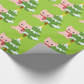 クリスマスのブタの包装紙 ラッピングペーパー (角)