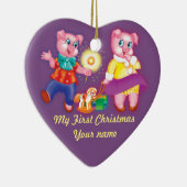 クリスマスのブタ セラミックオーナメント (右)