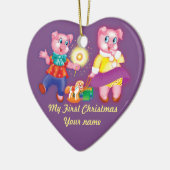 クリスマスのブタ セラミックオーナメント (左)