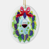 クリスマスのブドウのリースのカスタムなスコットパトリックの家 セラミックオーナメント (右)