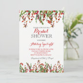 クリスマスのブライダルシャワーの花柄の招待状 招待状 (スタンド正面)