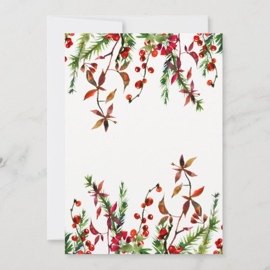 クリスマスのブライダルシャワーの花柄の招待状 招待状 (裏面)