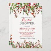 クリスマスのブライダルシャワーの花柄の招待状 招待状 (正面/裏面)