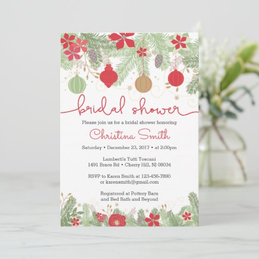 クリスマスのブライダルシャワー招待状 招待状 (スタンド正面)