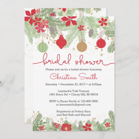 クリスマスのブライダルシャワー招待状 招待状 (正面/裏面)