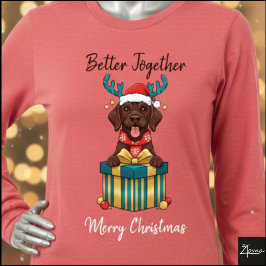 クリスマスのブラウンポインター・レインディアギフトグラフィック トライブレンドTシャツ
