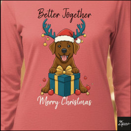クリスマスのブラウンラブラドールギフト グラフィックトナカイ トライブレンドＴシャツ
