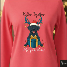 クリスマスのブラックラブラドールギフト グラフィックトナカイ トライブレンドＴシャツ