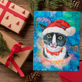クリスマスのブラック＆ホワイトキャット ジグソーパズル