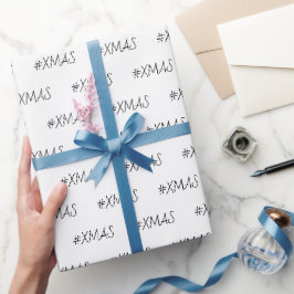 クリスマスのブラック&ホワイト トレンドのオーダーメイド ラッピングペーパー