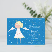 クリスマスのブランチの天使の招待状 出欠カード (スタンド正面)