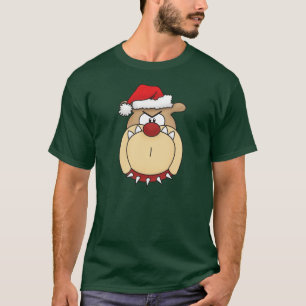 クリスマスのブルドッグのフード付きのスエットシャツ Tシャツ