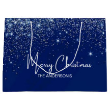 クリスマスのブルーシルバーホワイトグリッター家族の名前 