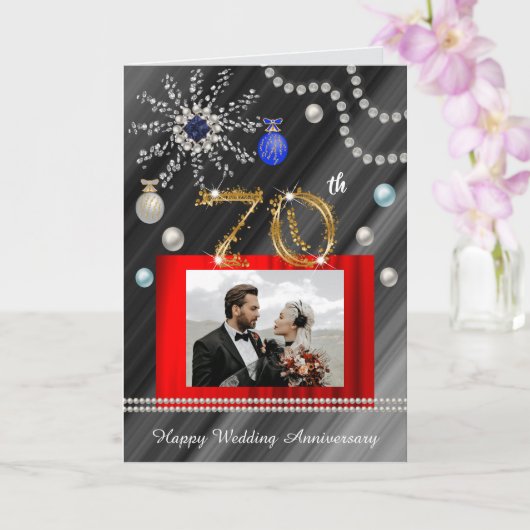 クリスマスのプラチナ70周年記念 | 2枚の写真 カード (蘭)