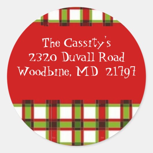 クリスマスのプレイドラベルカスタマイズ- ラウンドシール (正面)
