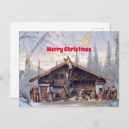 クリスマスのプレゼンテーション ポストカード (正面/裏面)