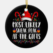 クリスマスのプレゼントでピークを過ごす可能性が最も高い セラミックオーナメント (正面)