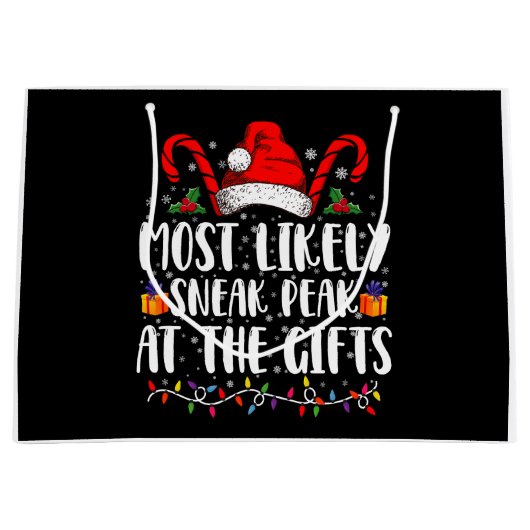 クリスマスのプレゼントでピークを過ごす可能性が最も高い ラージペーパーバッグ (正面)