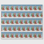 クリスマスのプレゼントで雪の中のイギリスのブルドッグ ラッピングペーパー (フラット)