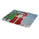 クリスマスのプレゼントで雪の中のキャバリエの王様の犬 カッティングボード (角)