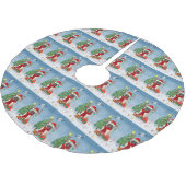 クリスマスのプレゼントで雪の中を犬をパグ ブラッシュドポリエステルツリースカート (アングル)