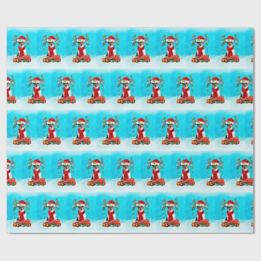 クリスマスのプレゼントと雪の中のジャック・ラッセル ラッピングペーパー (フラット)